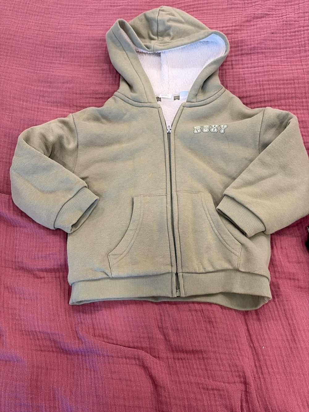 Roxy Kids Olive Green Hooded Zip Jacket